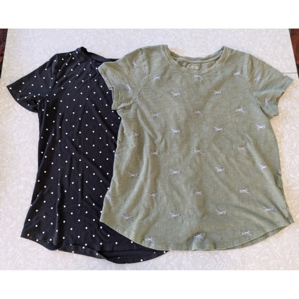 Women's S‎ Old Navy Casual T-Shirts Green Zebra & Black/White Polka Dot